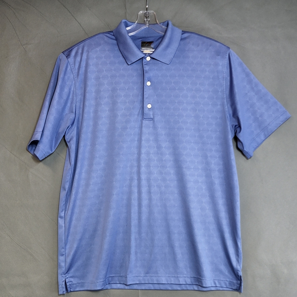 Greg Norman Play Dry Solid Blue Men Size Large Lg Golf Polo Shirt 100% Polyester